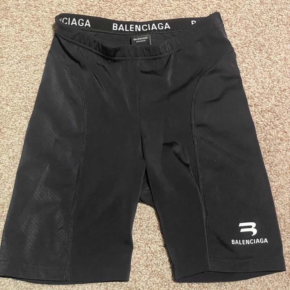 Balenciaga Activewear Spandex Logo Shorts Black size Small (Fits Waist 2-6)